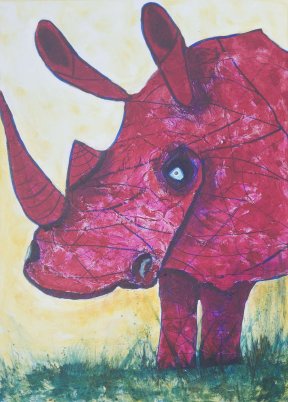 "Crazy Rhino", 50x70cm, Mixed Media,
250 Euro