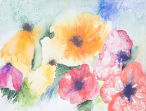 "Flowerpower" 58 x 75 cm Aquarell auf Leinwand (1), 310 Euro