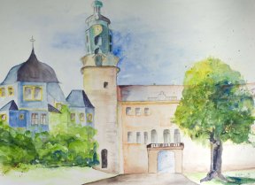 "Schloß zu Weimar"
36 x 48 cm Aquarell, 180 Euro
(Malreise mit Ekkehard Hofmann)