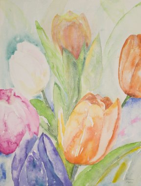 "Aquarelltulpen, 30x40 cm, 180 Euro