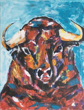 "Stier", 58 x 75 Acryl, 320 Euro